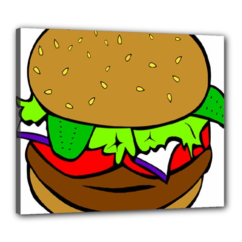 Fast Food Lunch Dinner Hamburger Cheese Vegetables Bread Canvas 24  X 20  by Mariart