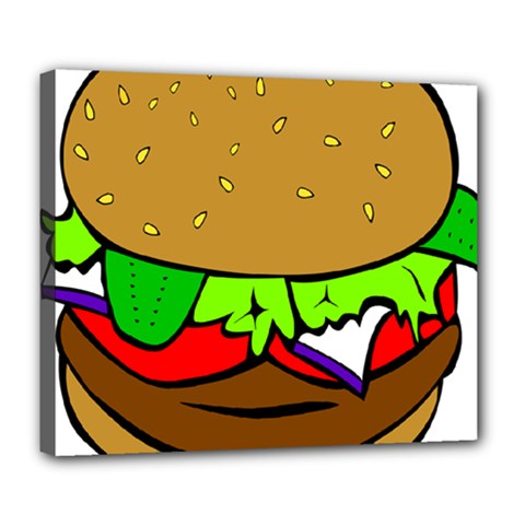 Fast Food Lunch Dinner Hamburger Cheese Vegetables Bread Deluxe Canvas 24  X 20   by Mariart