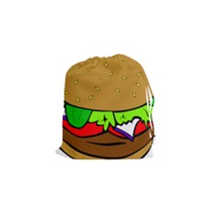 Fast Food Lunch Dinner Hamburger Cheese Vegetables Bread Drawstring Pouches (small)  by Mariart