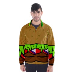 Fast Food Lunch Dinner Hamburger Cheese Vegetables Bread Wind Breaker (men) by Mariart