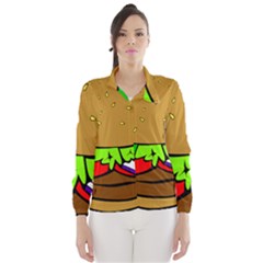 Fast Food Lunch Dinner Hamburger Cheese Vegetables Bread Wind Breaker (women) by Mariart