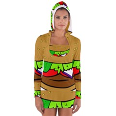 Fast Food Lunch Dinner Hamburger Cheese Vegetables Bread Women s Long Sleeve Hooded T-shirt by Mariart