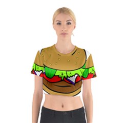 Fast Food Lunch Dinner Hamburger Cheese Vegetables Bread Cotton Crop Top by Mariart