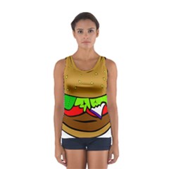 Fast Food Lunch Dinner Hamburger Cheese Vegetables Bread Women s Sport Tank Top  by Mariart