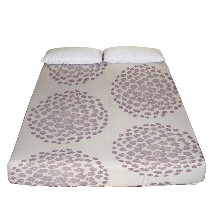 Flower Floral Star Sakura Purple Fitted Sheet (Queen Size)