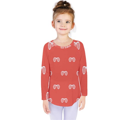 Glasses Disco Retina Red White Line Kids  Long Sleeve Tee by Mariart