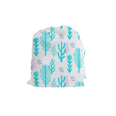 Forest Drop Blue Pink Polka Circle Drawstring Pouches (medium)  by Mariart