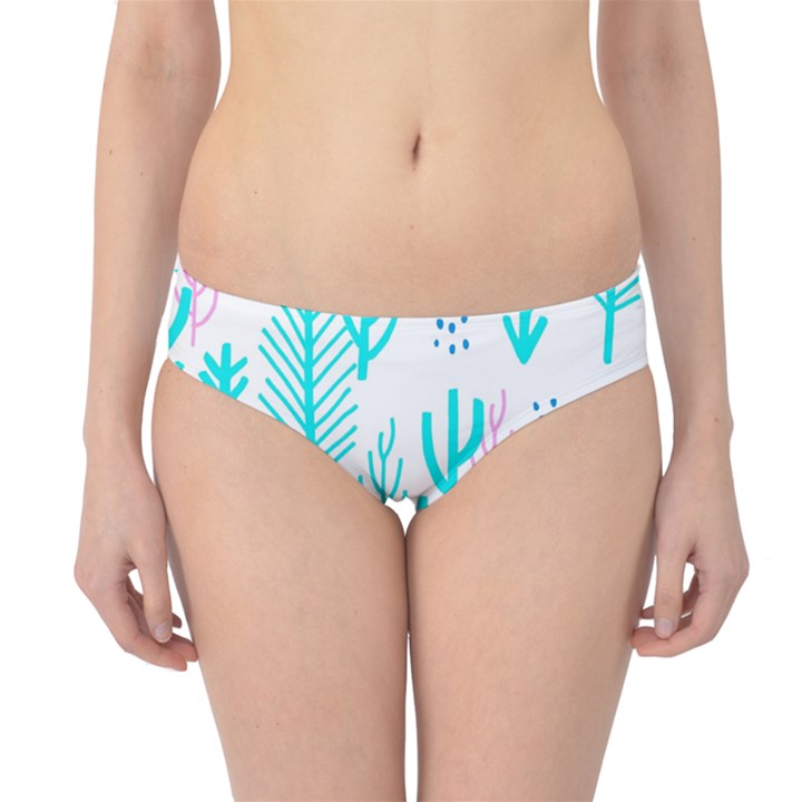 Forest Drop Blue Pink Polka Circle Hipster Bikini Bottoms