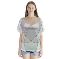 Four Way Venn Diagram Circle Flutter Sleeve Top by Mariart