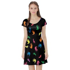 Hand And Footprints Short Sleeve Skater Dress by Mariart