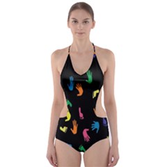 Hand And Footprints Cut-out One Piece Swimsuit by Mariart