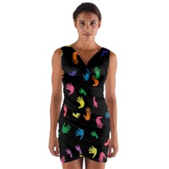 Hand And Footprints Wrap Front Bodycon Dress by Mariart