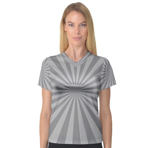 Grey Starburst Line Light Women s V-neck Sport Mesh Tee by Mariart