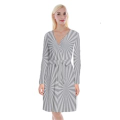 Grey Starburst Line Light Long Sleeve Velvet Front Wrap Dress by Mariart