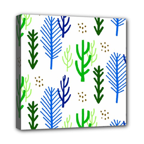 Forest Green Drop Blue Brown Polka Circle Mini Canvas 8  X 8  by Mariart