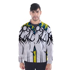 Hand Polka Dot Yellow Blue White Orange Sign Wind Breaker (men) by Mariart