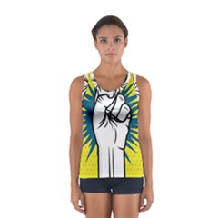 Hand Polka Dot Yellow Blue White Orange Sign Women s Sport Tank Top  by Mariart