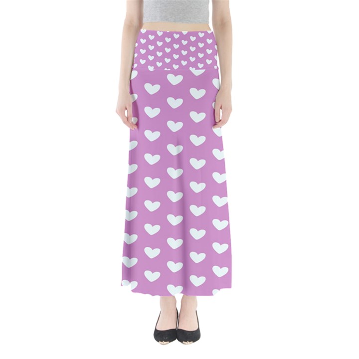 Heart Love Valentine White Purple Card Maxi Skirts