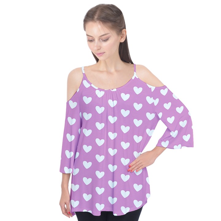 Heart Love Valentine White Purple Card Flutter Tees