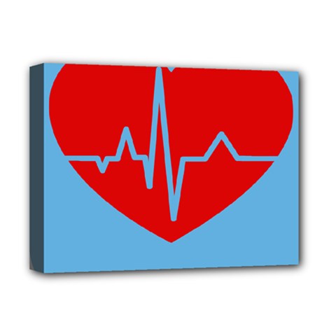 Heartbeat Health Heart Sign Red Blue Deluxe Canvas 16  X 12   by Mariart