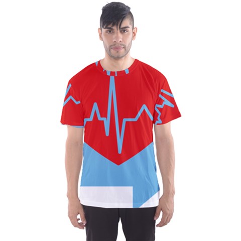 Heartbeat Health Heart Sign Red Blue Men s Sport Mesh Tee by Mariart