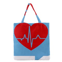 Heartbeat Health Heart Sign Red Blue Grocery Tote Bag by Mariart