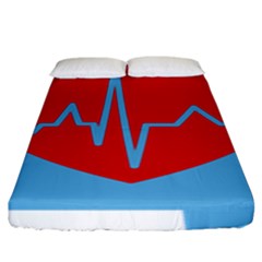 Heartbeat Health Heart Sign Red Blue Fitted Sheet (king Size) by Mariart