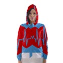 Heartbeat Health Heart Sign Red Blue Hooded Wind Breaker (Women) View1