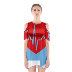 Heartbeat Health Heart Sign Red Blue Shoulder Cutout One Piece by Mariart