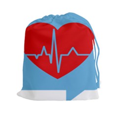 Heartbeat Health Heart Sign Red Blue Drawstring Pouches (xxl) by Mariart