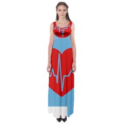 Heartbeat Health Heart Sign Red Blue Empire Waist Maxi Dress by Mariart