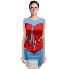 Heartbeat Health Heart Sign Red Blue Classic Sleeveless Midi Dress by Mariart