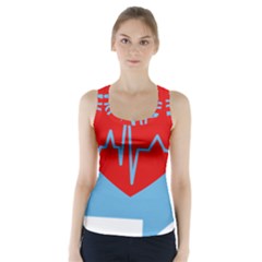 Heartbeat Health Heart Sign Red Blue Racer Back Sports Top