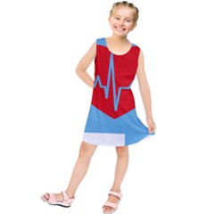 Heartbeat Health Heart Sign Red Blue Kids  Tunic Dress