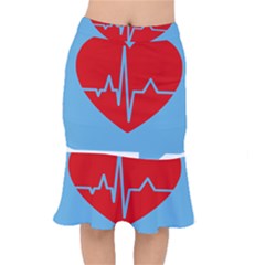 Heartbeat Health Heart Sign Red Blue Mermaid Skirt by Mariart