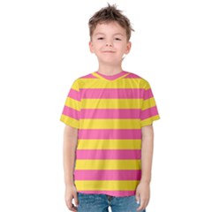 Horizontal Pink Yellow Line Kids  Cotton Tee