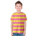 Horizontal Pink Yellow Line Kids  Cotton Tee View1