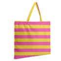 Horizontal Pink Yellow Line Zipper Large Tote Bag View2