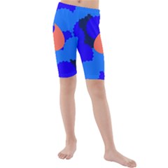 Image Orange Blue Sign Black Spot Polka Kids  Mid Length Swim Shorts by Mariart