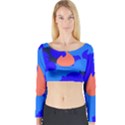 Image Orange Blue Sign Black Spot Polka Long Sleeve Crop Top View1