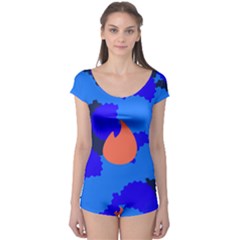 Image Orange Blue Sign Black Spot Polka Boyleg Leotard  by Mariart