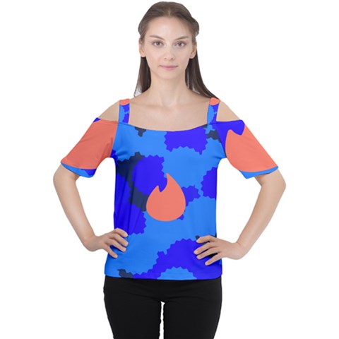 Image Orange Blue Sign Black Spot Polka Women s Cutout Shoulder Tee by Mariart