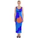 Image Orange Blue Sign Black Spot Polka Fitted Maxi Dress View1