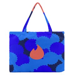 Image Orange Blue Sign Black Spot Polka Medium Zipper Tote Bag by Mariart