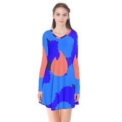 Image Orange Blue Sign Black Spot Polka Flare Dress by Mariart