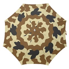 Initial Camouflage Camo Netting Brown Black Straight Umbrellas by Mariart