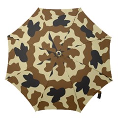 Initial Camouflage Camo Netting Brown Black Hook Handle Umbrellas (large) by Mariart