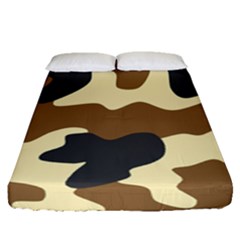 Initial Camouflage Camo Netting Brown Black Fitted Sheet (queen Size) by Mariart