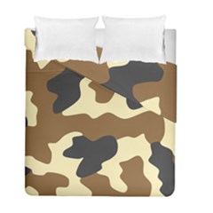 Initial Camouflage Camo Netting Brown Black Duvet Cover Double Side (full/ Double Size) by Mariart