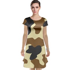 Initial Camouflage Camo Netting Brown Black Cap Sleeve Nightdress by Mariart